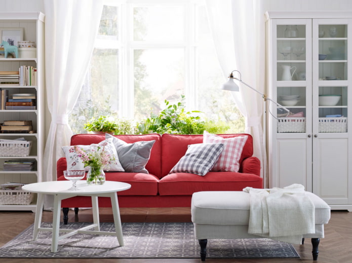 red sofa in the interior