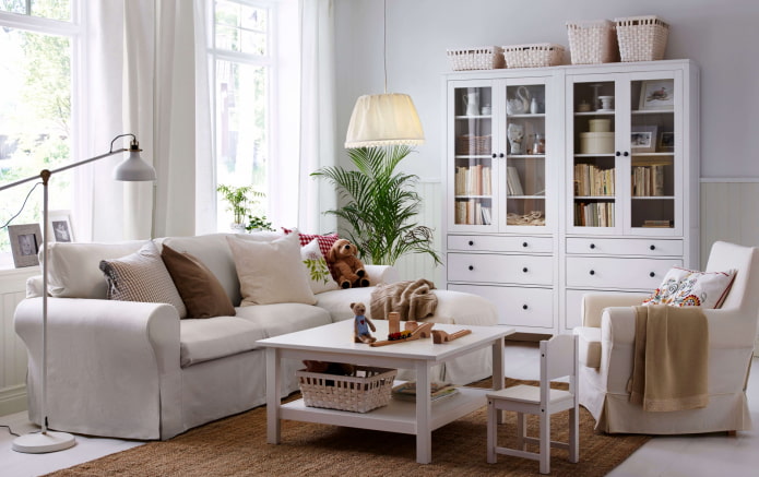 white furniture in the living room