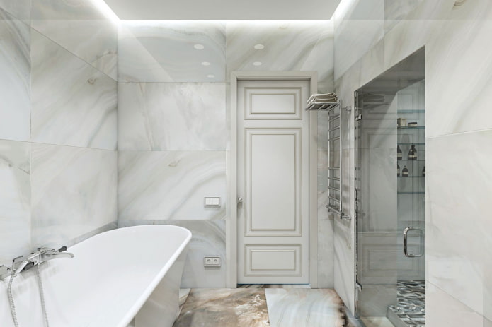 marble on bathroom walls