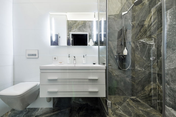 brown marble in shower room