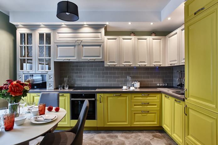 colored kitchen in classic style