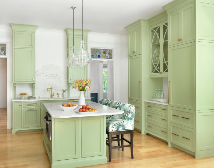 light green kitchen set