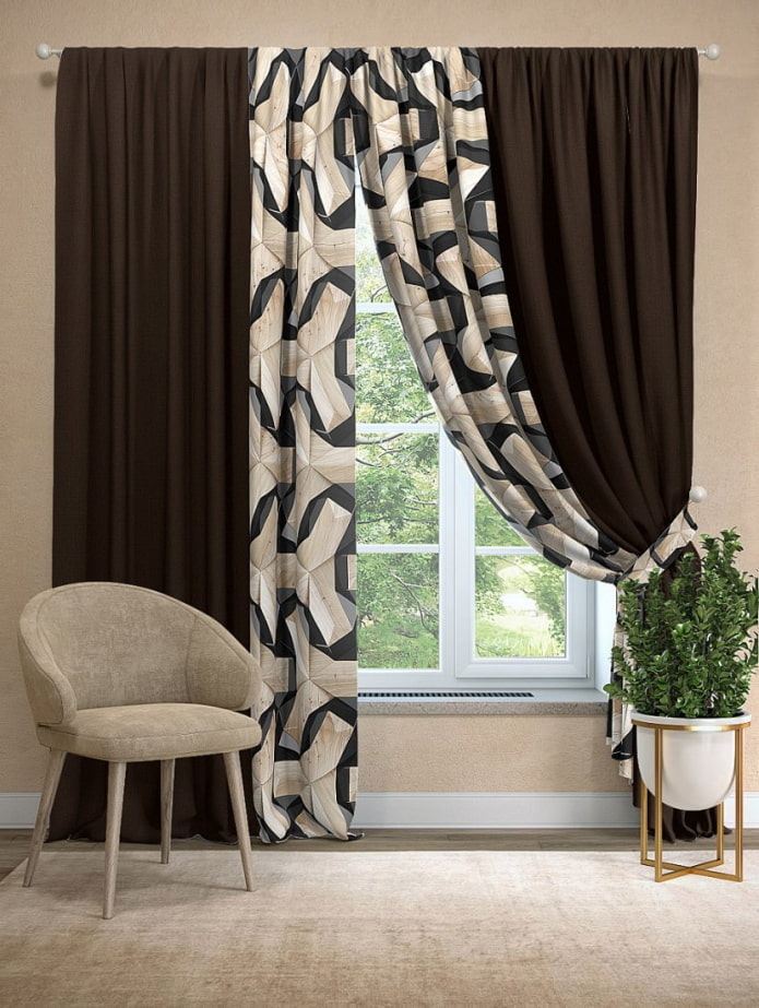 combination of two types of curtains