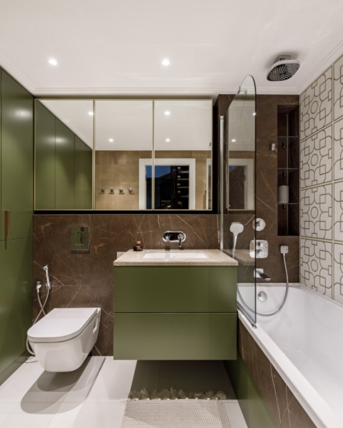 olivfarbenes Badezimmer