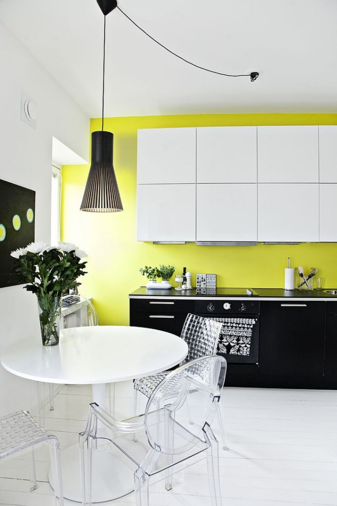 kitchen white with yellow