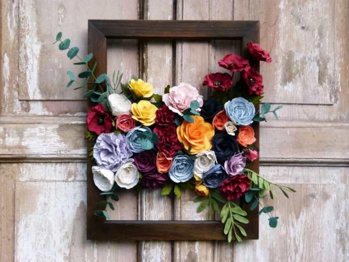 flower arrangement in a frame