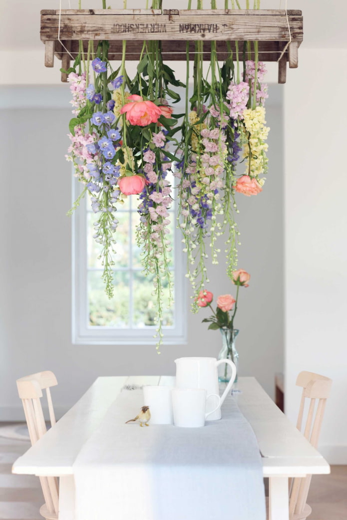 flowers over the dining table