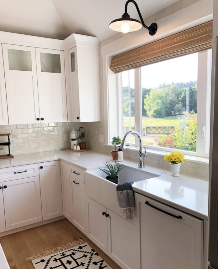 kitchen with sink by the window