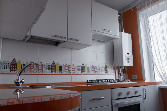 gas boiler in the color of the kitchen