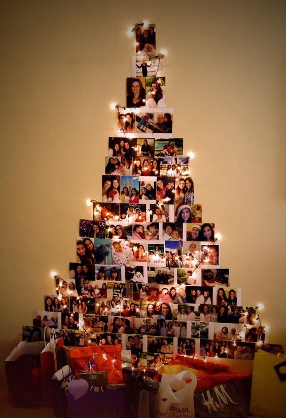 Christmas tree from a photo on garlands