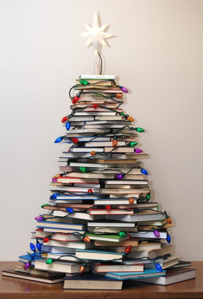 Christmas tree from books