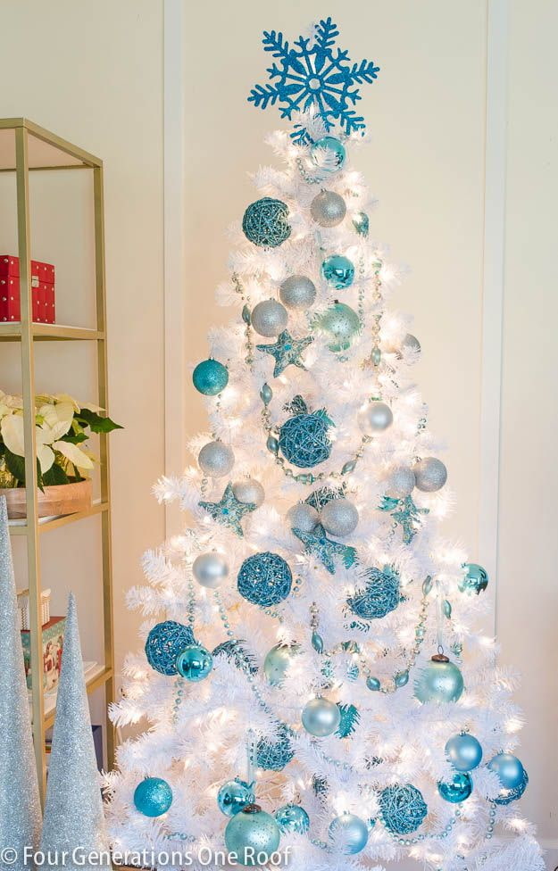White spruce with blue decor