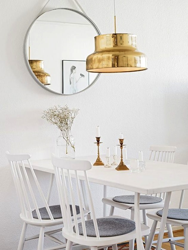 gold suspension over the table