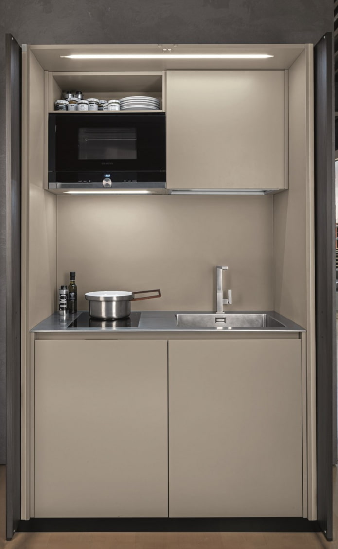 compact kitchen in the closet