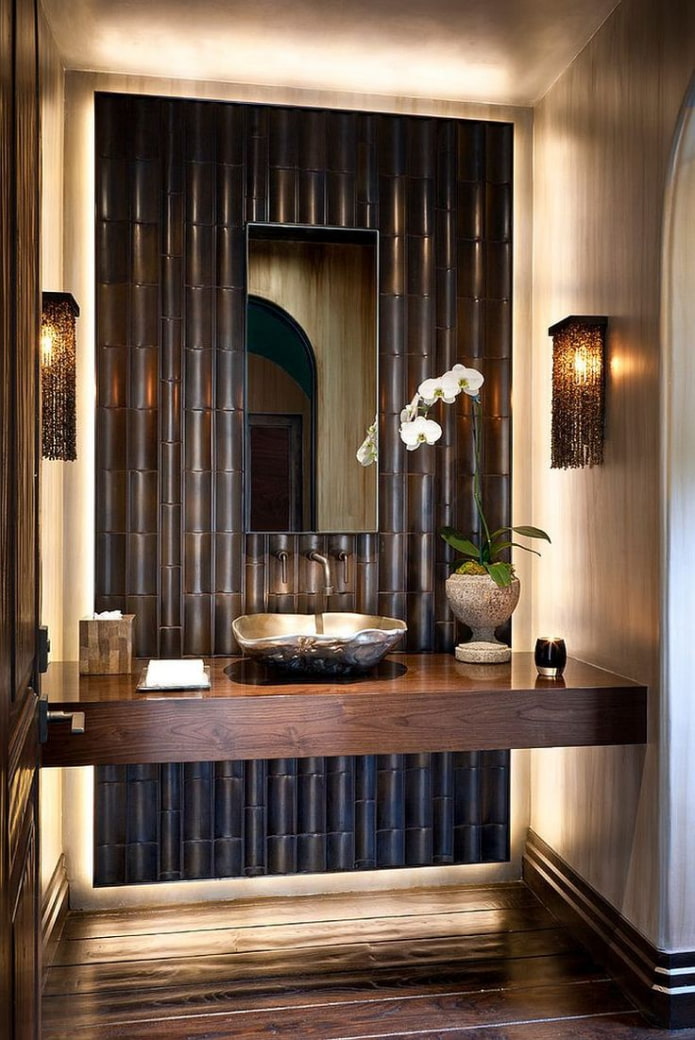 bambusz fal a fürdőszobában