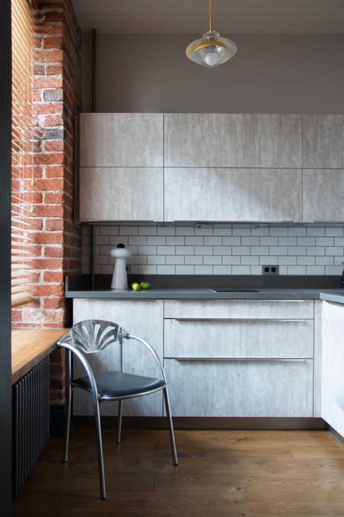 laminate in the loft-style kitchen