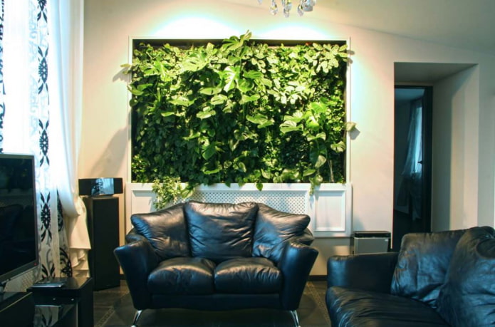 vertical greenery in the living room