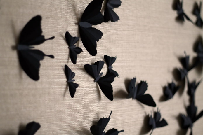 black butterflies on the wall