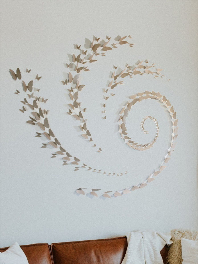 spiral of butterflies on the wall