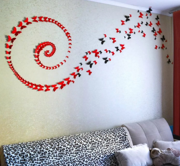 spiral of butterflies on the wall