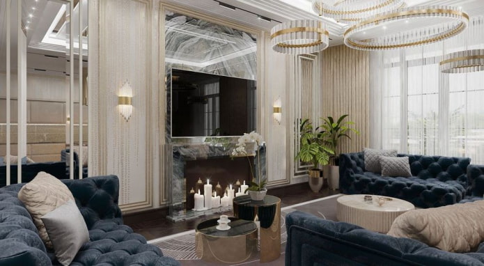 luxury chandeliers in the living room