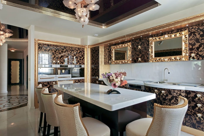 kitchen with gold details