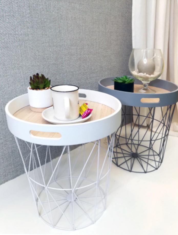 White and gray coffee tables