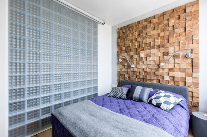 glass brick wall in the bedroom