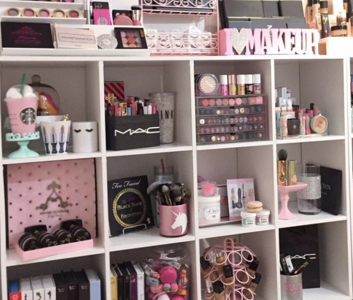 cosmetics on the shelves