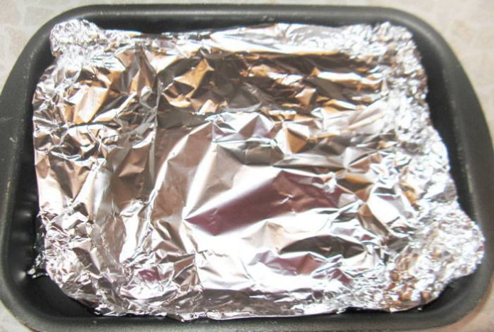 foil on a baking sheet