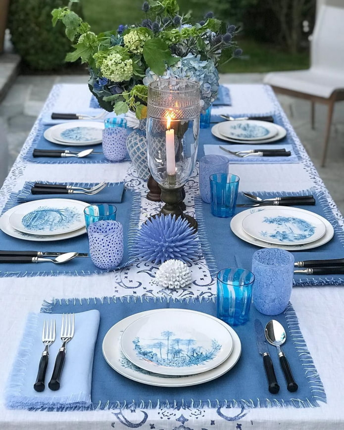 festive table setting in nature