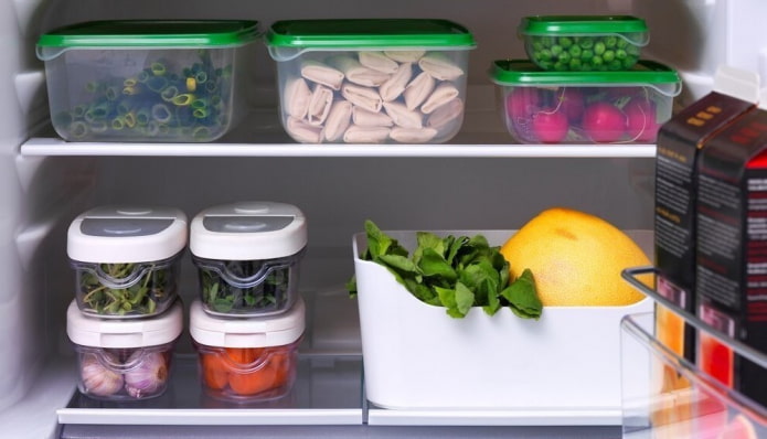 containers in the refrigerator