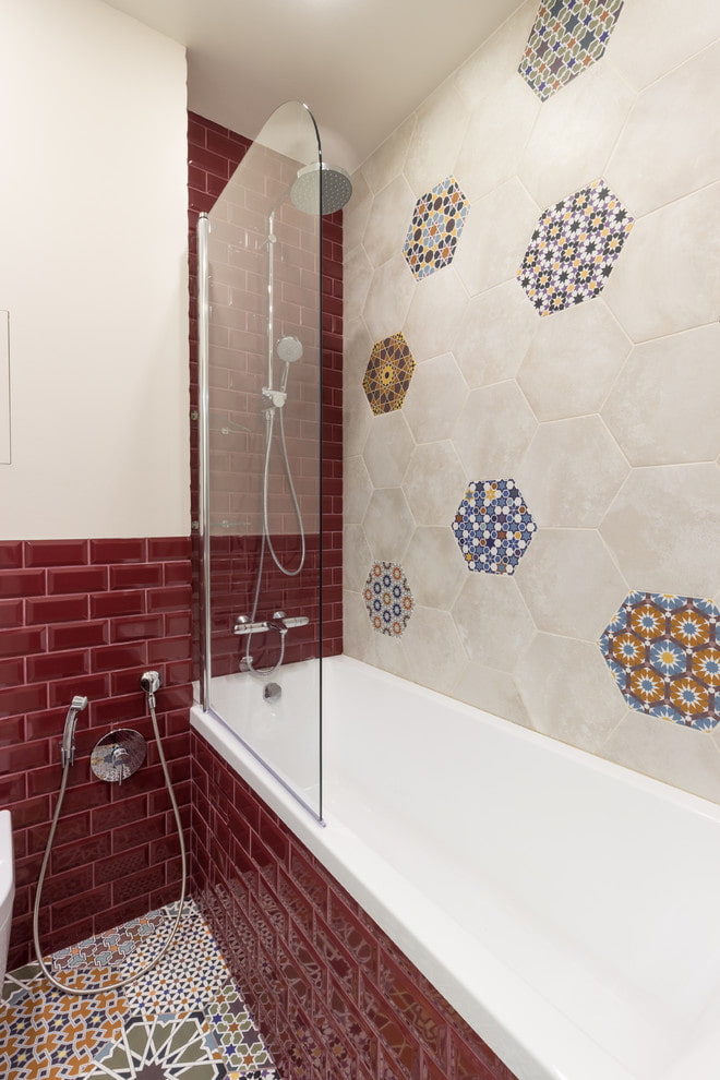 Shower area and half wall tiles
