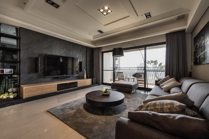 spacious living room with panoramic windows