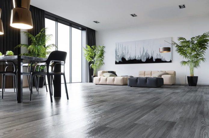 gray floor in the living room