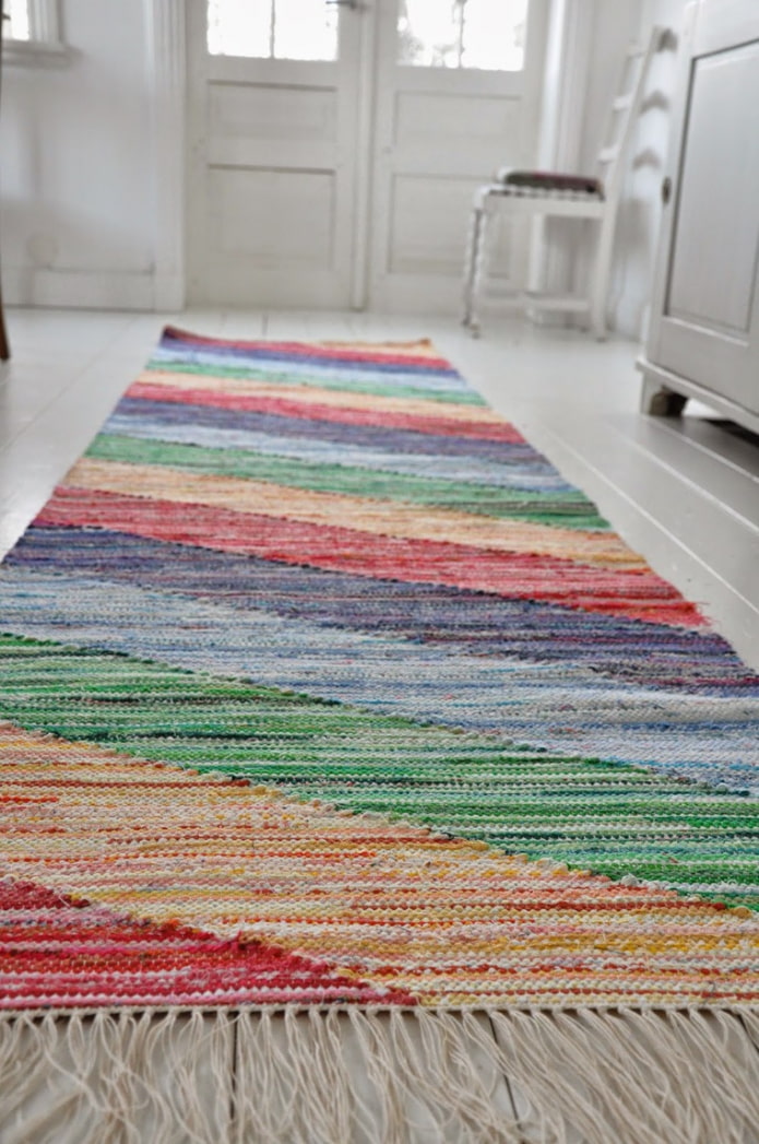 Self-woven rug in the hallway