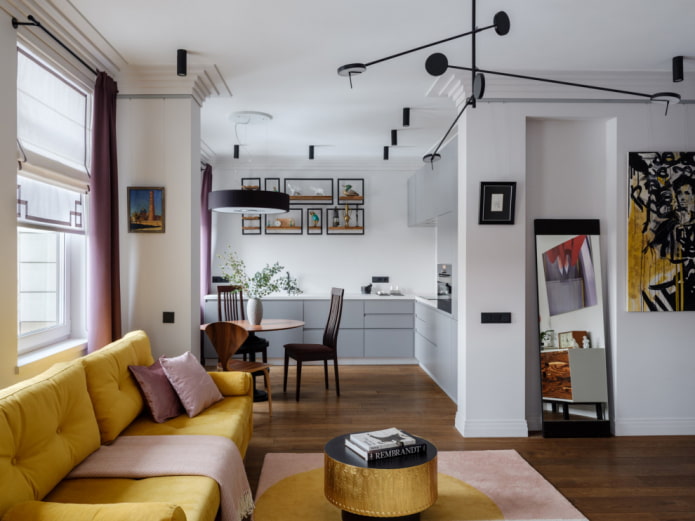 Design of a modern kitchen-living room