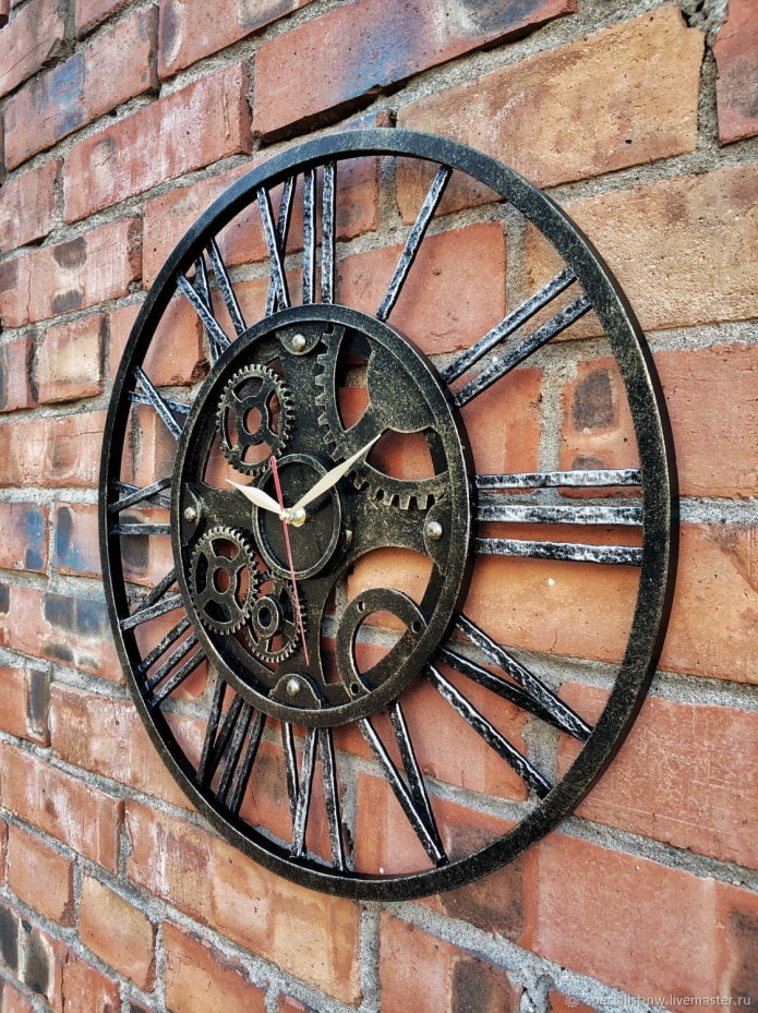 wrought iron clock in loft style