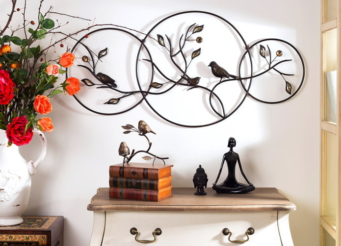 wrought iron panels on the wall