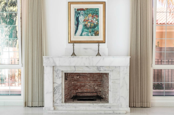 marble fireplace in the living room