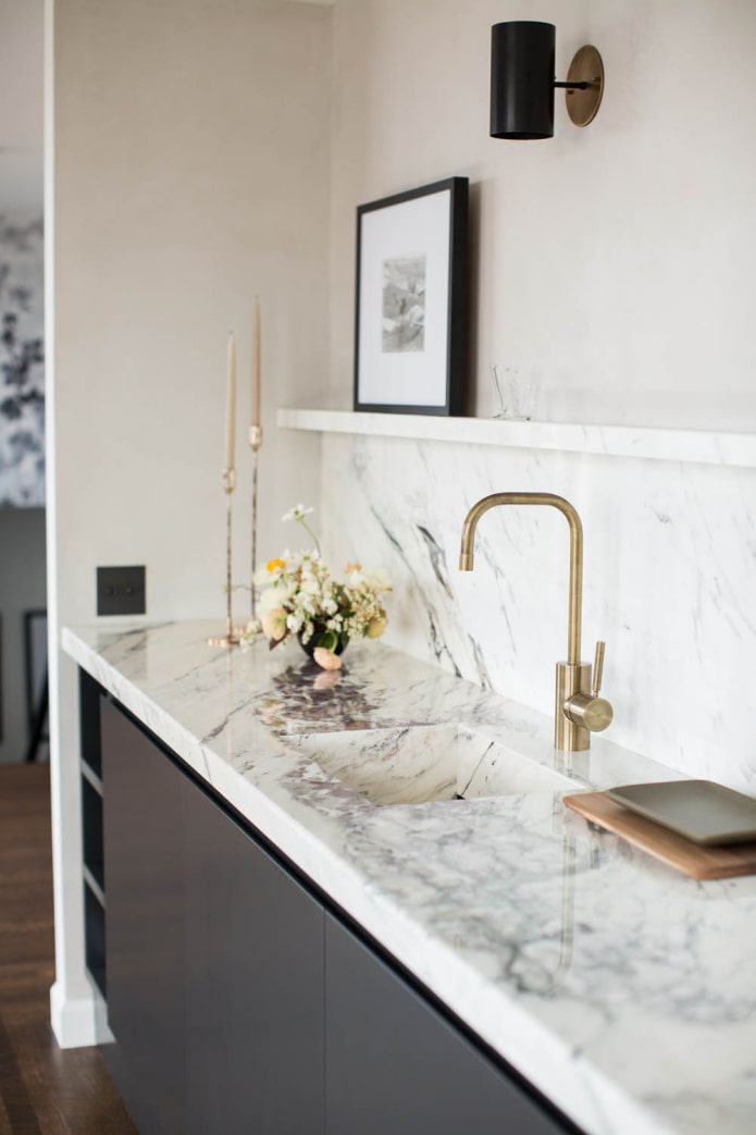 marble countertop with sink