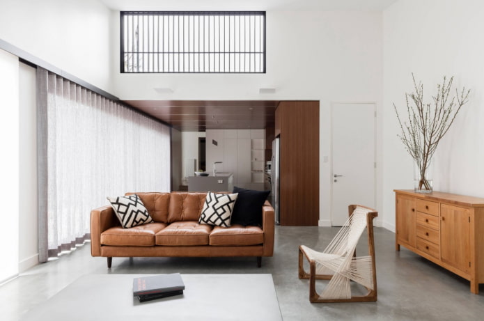 Wohnzimmer im japanisch-skandinavischen Stil