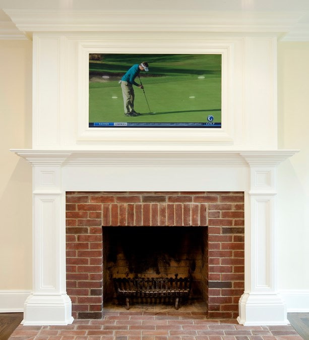 Pilasters framed by a fireplace