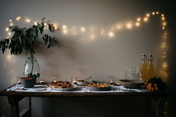 Garlands over the table
