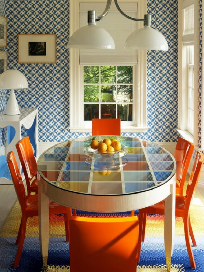 bright chairs in the kitchen