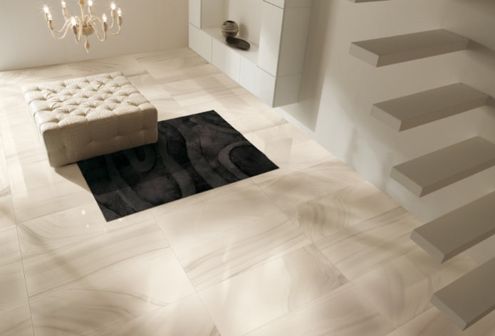glossy porcelain stoneware on the floor