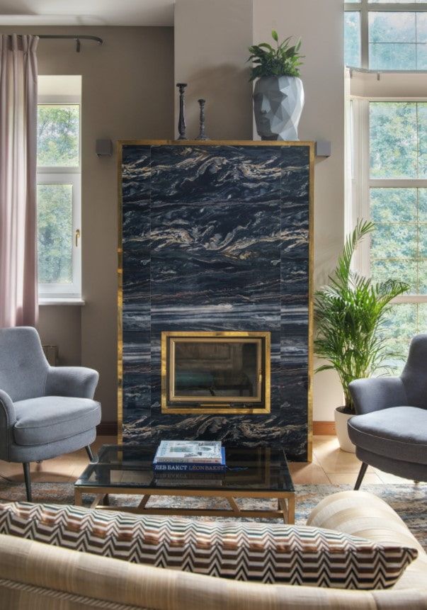 porcelain stoneware in fireplace decoration