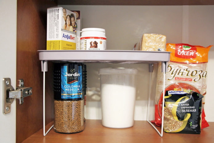 Shelf in the kitchen cabinet