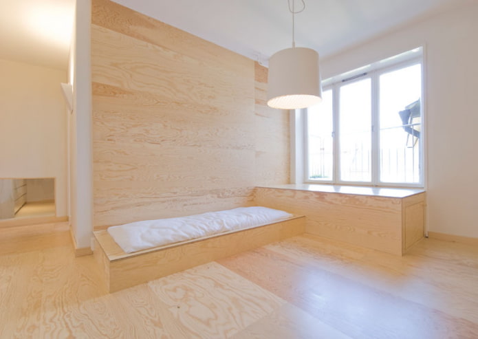 plywood walls and floors