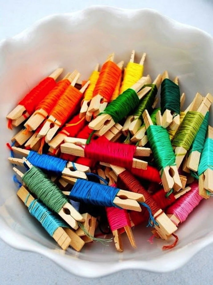 Threads on clothespins